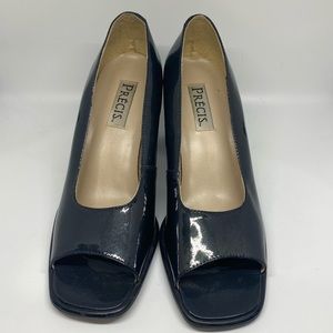 Précis dark grey open toe heels size 7.5